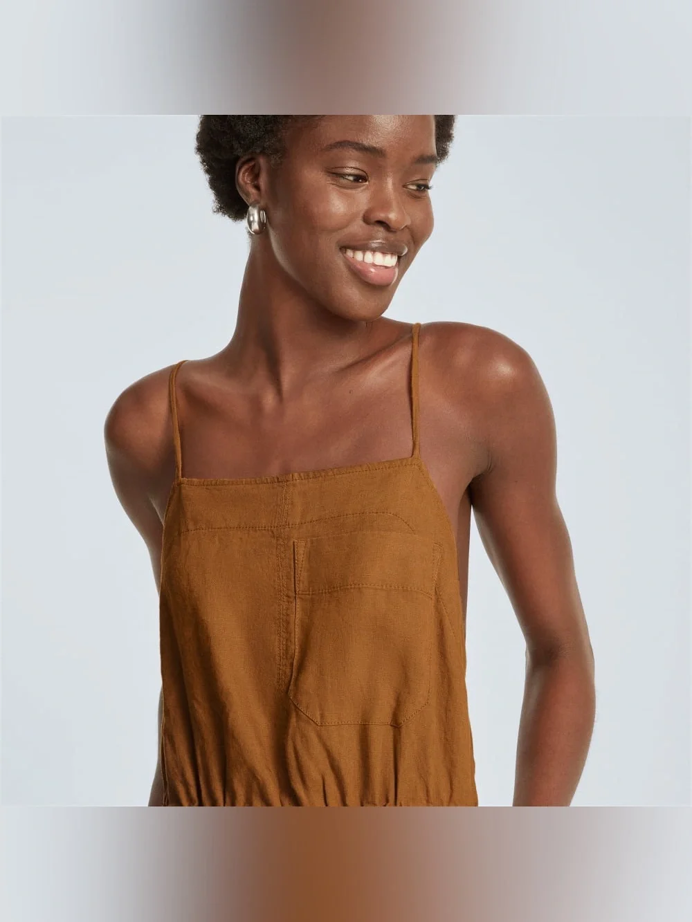Everlane Linen Shoestring Jumpsuit in Tawny Brown size Medium. New without tag
